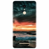 Husa silicon pentru Xiaomi Remdi Note 3, Dramatic Rocky Beach Shore Sunset