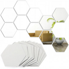 Set 12 OGLINZI HEXAGONALE autocolante decorative oglinda in forma de hexagon