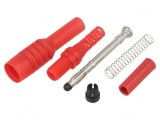 Mufă banană 4mm roșie cu capac glisant 10A 1kVAC, CLIFF