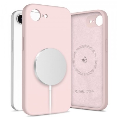Husa MagSafe pentru Apple iPhone 16e, Tech-Protect, Liquid Silicone, Roz foto