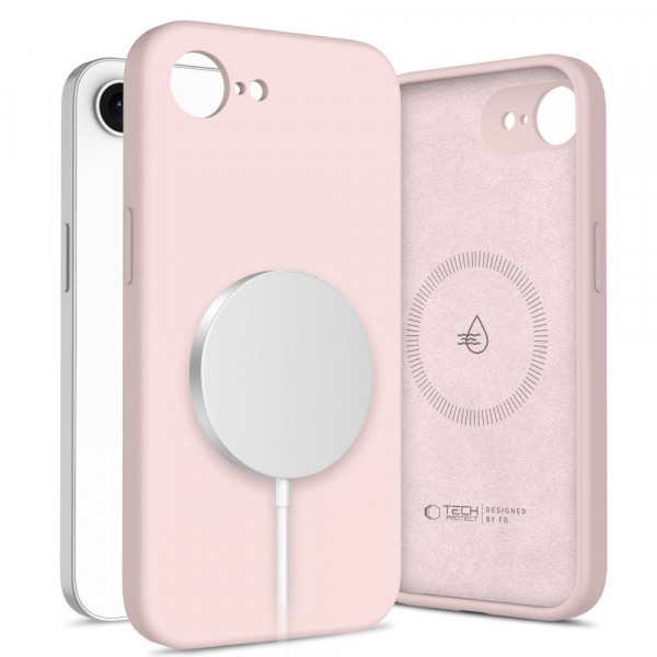 Husa MagSafe pentru Apple iPhone 16e, Tech-Protect, Liquid Silicone, Roz
