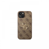 Husa iPhone 14 Plus Guess Leather 4G Metal Logo Brown