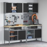 VidaXL Set banc de lucru, 8 piese, negru, oțel