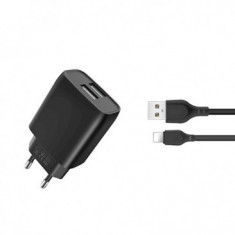 INCARCATOR RETEA USB CU CABLU DE DATE LIGHTING 8-PIN, XO-L57, 2 X USB, 2.4A, NEGRU, BLISTER