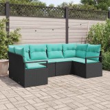 vidaXL Set de canapea cu pernă 6 pcs Negru Poli Rattan 3346526