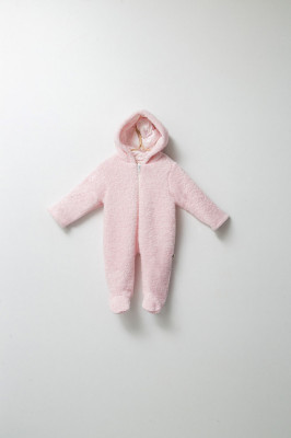 Salopeta plusata de iarna pentru bebelusi, Tongs Baby, captusita cu fermoar, roz deschis (Marime: 0-3 Luni) foto
