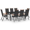 Gossi set mobilier de gradina, 9 piese, negru, aluminiu