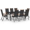 Gossi set mobilier de gradina, 9 piese, negru, aluminiu