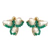 Cercei Argint Aurit cu Agat Verde Smarald și Perle Baroc Special Plus, 3.5cm, Cutie Cadou, Bijuterii Handmade Made in Italy
