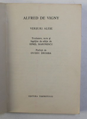 VERSURI ALESE de ALFRED DE VIGNY , 1968 foto