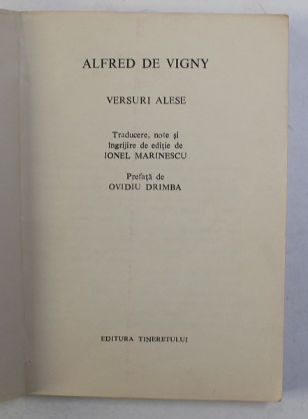 VERSURI ALESE de ALFRED DE VIGNY , 1968