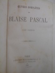 OEUVRES COMPLETES DE BLAISE PASCAL tome premier - Paris, 1869