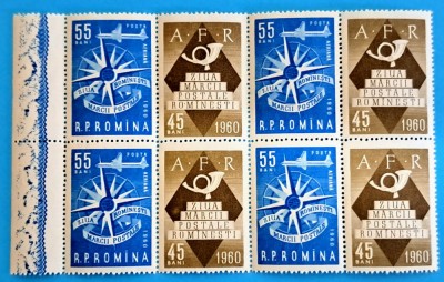TIMBRE ROM&amp;Acirc;NIA LP 508a/1960 - ZIUA MARCII POȘTALE ROM&amp;Acirc;NEȘTI Bloc de 4-MNH foto