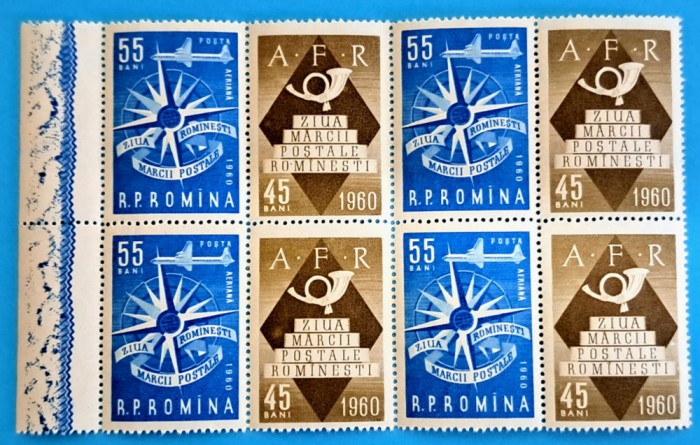 TIMBRE ROM&Acirc;NIA LP 508a/1960 - ZIUA MARCII POȘTALE ROM&Acirc;NEȘTI Bloc de 4-MNH