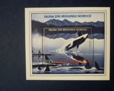 Romania 1992 - FAUNA DIN REGIUNILE NORDICE, DELFINI, COLITA MNH, S7 foto