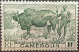 Cameroun 10c &ndash; Bivol african și păstor &ndash; timbru colonial francez, anii 1950