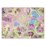 COVOR REBEL ROADS Sweet town 26 Dulciuri, antiderapant pentru copii - roz si z&ouml;ld, 95x133 cm