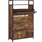 VASAGLE Dulap pantofi din MDF cu ​​3 usi basculante, pentru 15-24 perechi, 80x30x130cm, maro rustic Household NewTrend