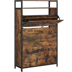 VASAGLE Dulap pantofi din MDF cu ​​3 usi basculante, pentru 15-24 perechi, 80x30x130cm, maro rustic Household NewTrend