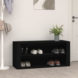 VidaXL Suport pantofi, negru, 100x35x45 cm, lemn prelucrat
