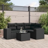 VidaXL Set mobilier de grădină cu perne, 5 piese, negru, poliratan