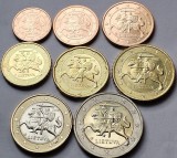 Set complet 8 monede, 1 cent - 2 euro 2015 Lituania, unc, Europa