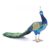 Decoratiune Craciun, paun cu puf, albastru si verde, 52x20x33 cm, Strend Pro