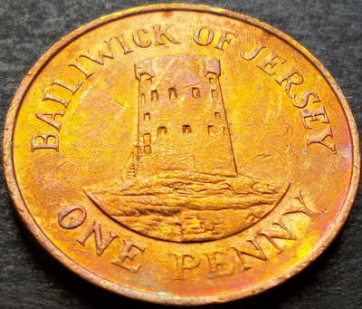 Moneda exotica 1 PENNY - JERSEY, anul 1986 * cod 500 A = mai rara foto