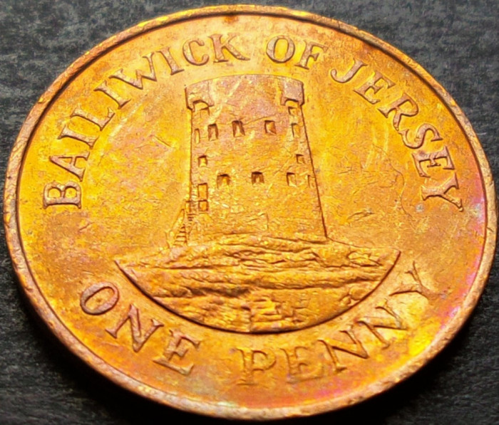 Moneda exotica 1 PENNY - JERSEY, anul 1986 * cod 500 A = mai rara