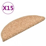 Cumpara ieftin Covorase pentru scari, 15 buc., 56x17x3 cm, aurii, semirotunde
