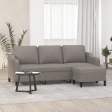VidaXL Canapea cu 3 locuri și taburet, taupe, 180 cm, material textil