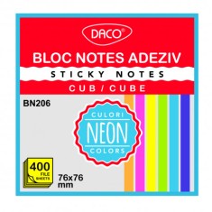 BLOC NOTES ADEZIV CUB 400 FILE 76X76 6 CUL DACO BN206 foto
