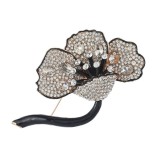 Cumpara ieftin Brosa mac alb batut in cristale cu email