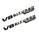 Set 2 embleme V8 Biturbo 4Matic+, Negru pentru aripa Mercedes, Mercedes-benz