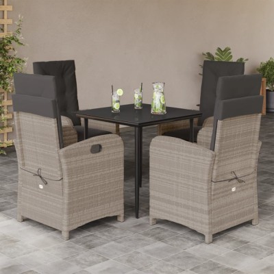 vidaXL Set mobilier de grădină cu perne, 5 piese gri deschis poliratan foto