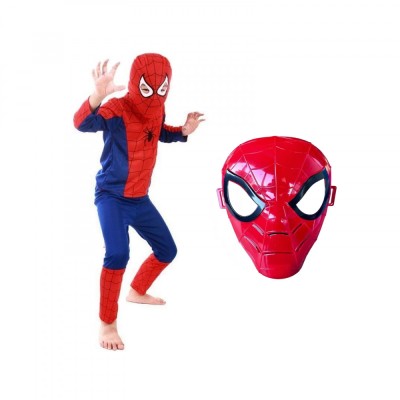Set costum Spiderman KidMania&amp;reg; si masca pentru copii 5-7 ani 110-120 cm foto