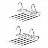 Cumpara ieftin Set 2 umerase cu 5 sloturi pentru pantaloni Generico, 33 x 23.7 cm, otel inoxidbil, plastic
