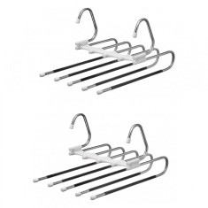 Set 2 umerase cu 5 sloturi pentru pantaloni Generico, 33 x 23.7 cm, otel inoxidbil, plastic