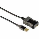 Cablu de extensie cu cablu de extensie USB 2.0 activ, 5.00 m, Negru, HAMA-78482