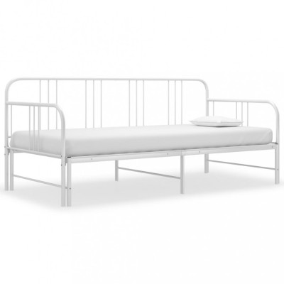 vidaXL Cadru pat canapea extensibilă, alb, 90 x 200 cm, metal foto