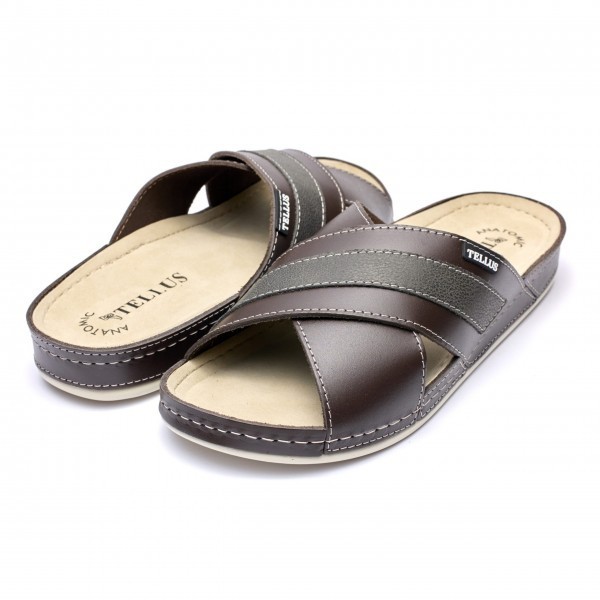 Papuci piele barbati Tellus 30-03