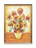Cumpara ieftin Tablou celebru pictat manual inramat, Vaza cu floarea soarelui, 100x70cm ulei pe panza, reproducere Vincent van Gogh