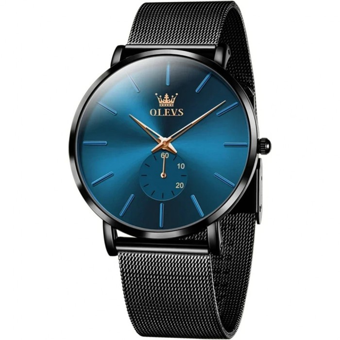 Ceas barbatesc de mana Olevs Quartz Elegant Casual Analog Negru Albastru
