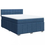 Cumpara ieftin Pat continental cu saltea, albastru, 140x200cm, material textil