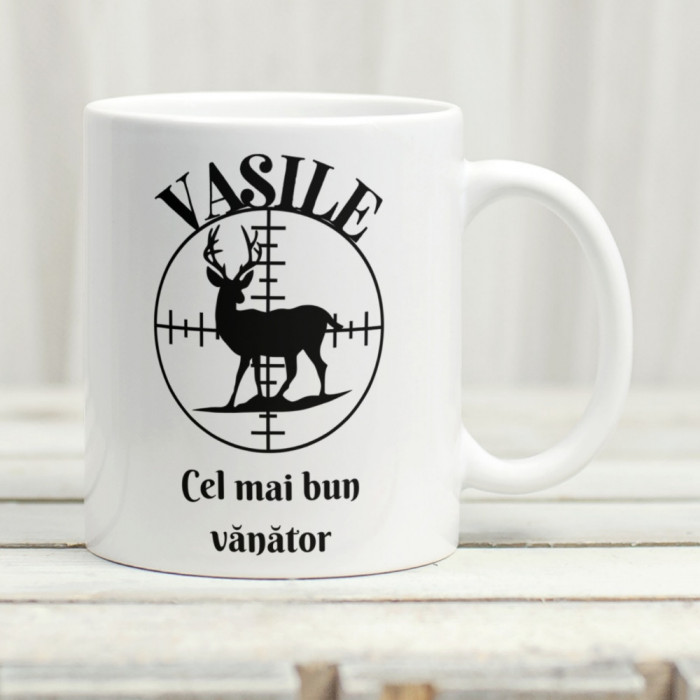 Cană personalizată &quot;Cel mai bun v&acirc;nător&quot; Rosu interior