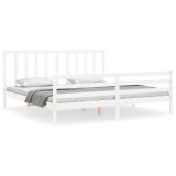 Cumpara ieftin Cadru de pat fara saltea, alb, 200x200 cm, lemn masiv pin