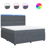Cumpara ieftin Pat box spring cu saltea, gri inchis, 180x200 cm, catifea