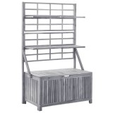 Cumpara ieftin Cutie depozitare cu spalier, gri 99x55x160 cm lemn masiv acacia