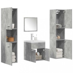 vidaXL Set mobilier de baie, 5 piese, gri beton, lemn prelucrat foto