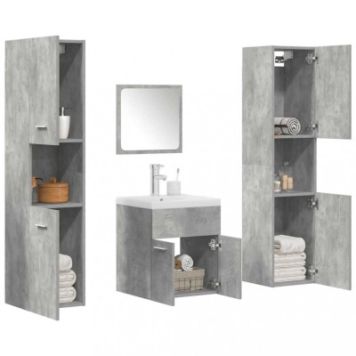 vidaXL Set mobilier de baie, 5 piese, gri beton, lemn prelucrat 3324904 foto